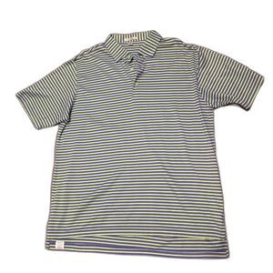 Peter Millar Mens Classic Fit Striped Polo Shirt Green Purple Regions Size Large